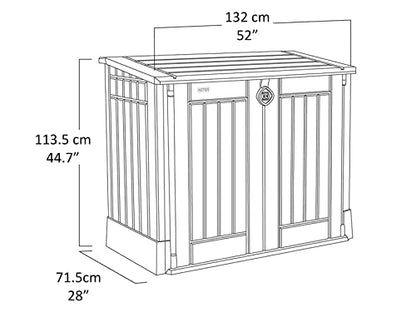 Keter Store-It Out Midi Outdoor Garden Storage Shed, Beige and Brown, 130 x 74 x 110 cm