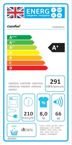 COMFEE' Freestanding Heat Pump Tumble Dryer,8kg Front Load, A+ Class, 16 Programmes