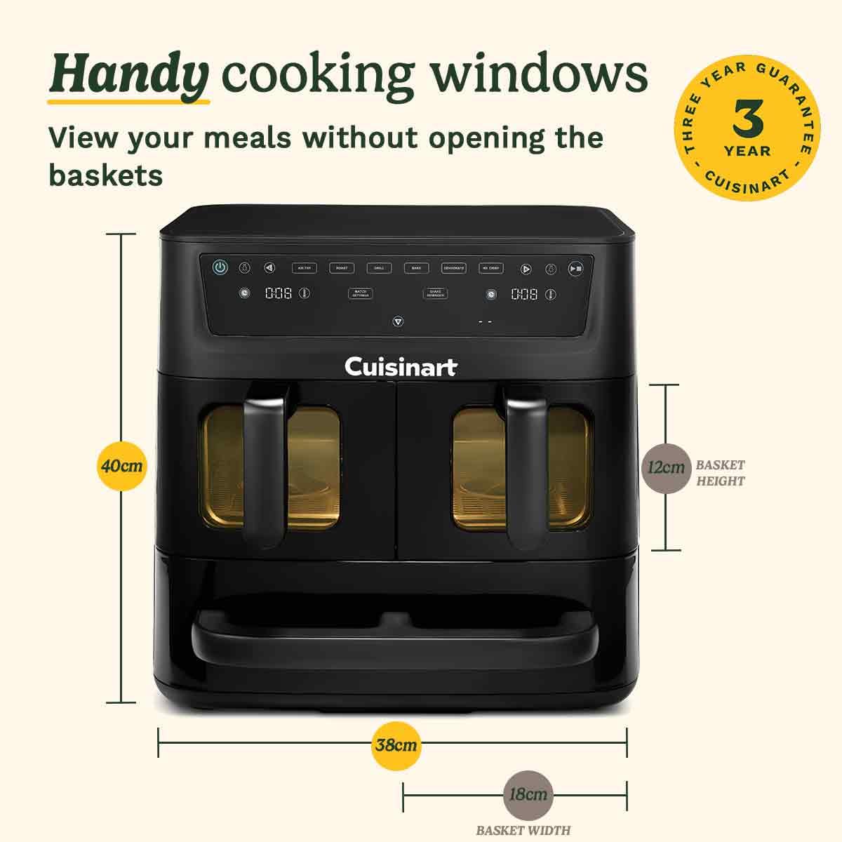 Cuisinart Tri Zone 13.6L Air Fryer & Oven | PFAS-Free | XXXL capacity | 3 Independent Cooking Zones