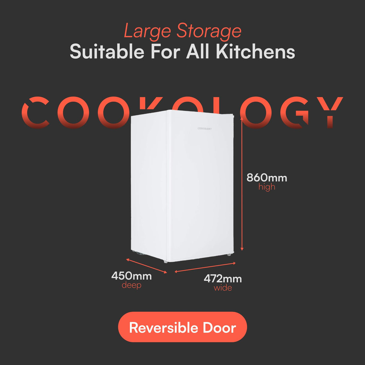 Cookology UCIF93WH Freestanding under counter Fridge in White - 93 Litre Capacity