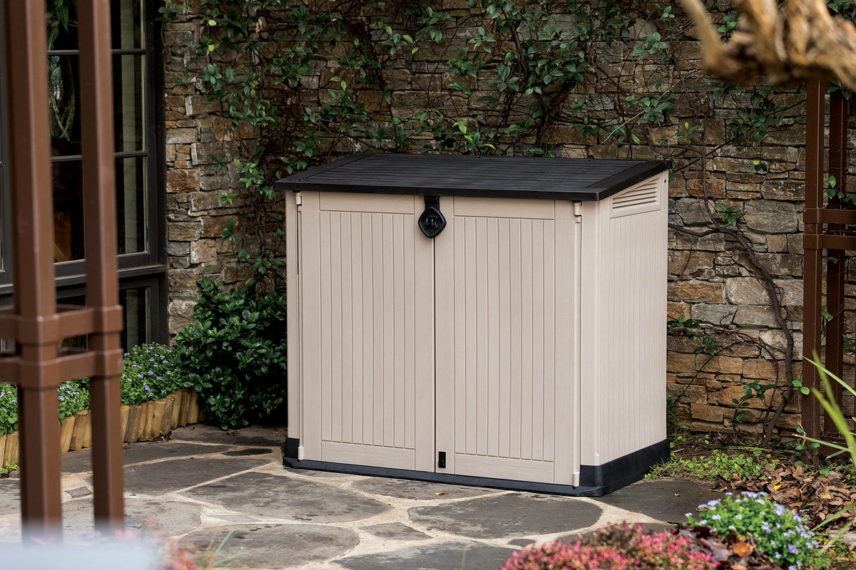 Keter Store-It Out Midi Outdoor Garden Storage Shed, Beige and Brown, 130 x 74 x 110 cm
