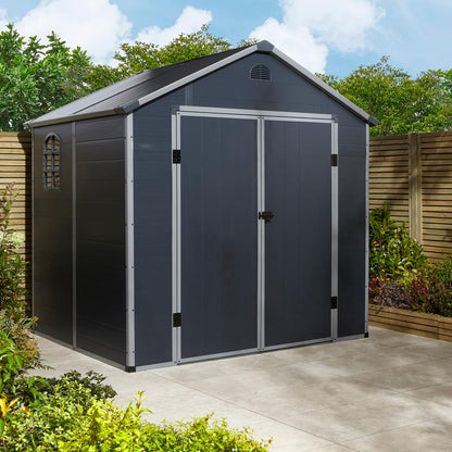 Rowlinson Airevale Apex Plastic Shed 8'x6' - Dark Grey