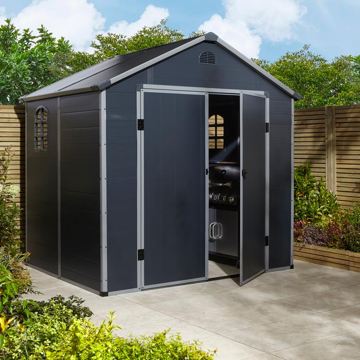 Rowlinson Airevale Apex Plastic Shed 8'x6' - Dark Grey