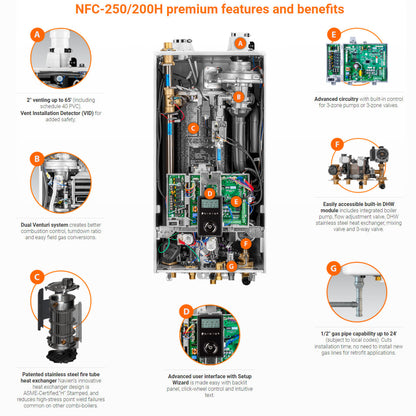 NFC-250/200H - Condensing Combi-Boiler - 199,900 BTU DHW / 210,000 BTU HTG